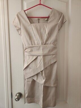 Cream Satin Sheath Dress